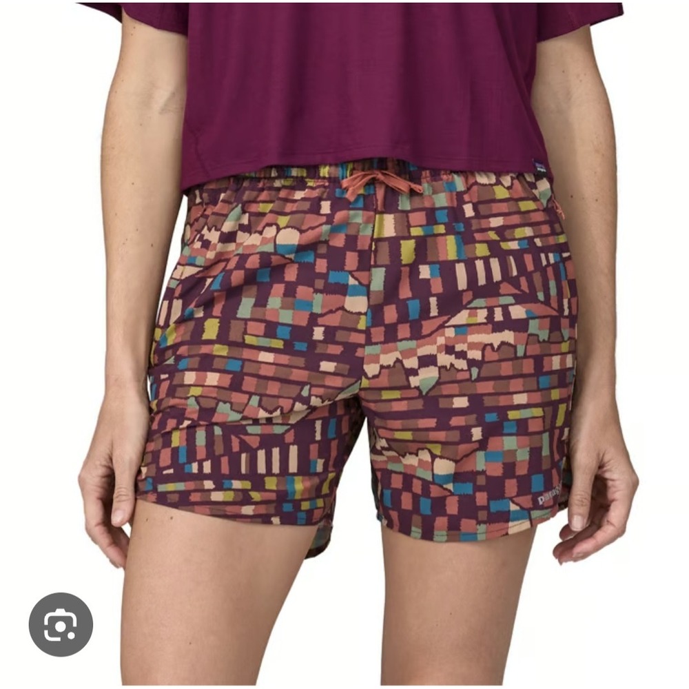Women's Maroon Patterned Athletic Shorts with Drawstring Waist